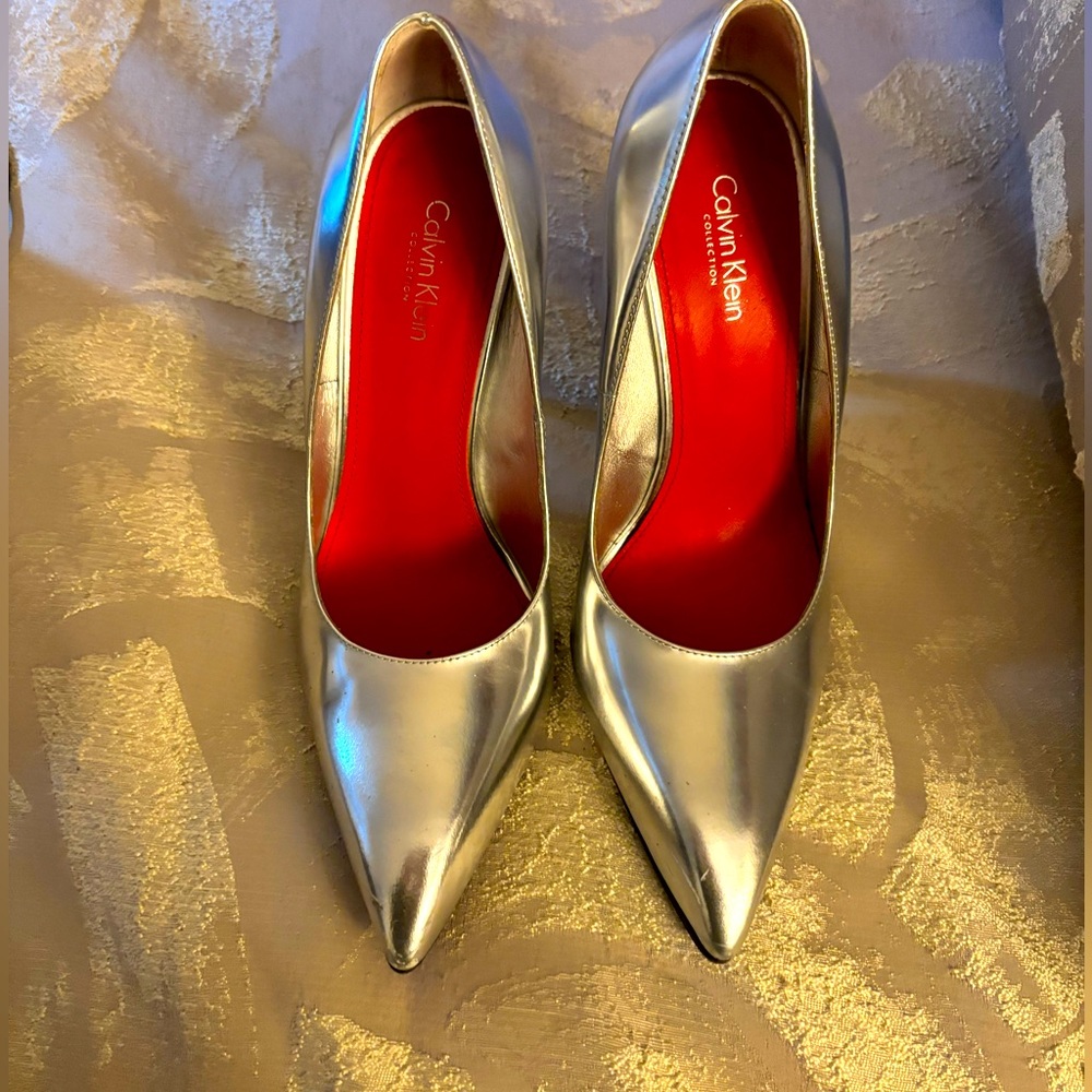 Calvin Klein collection silver pumps